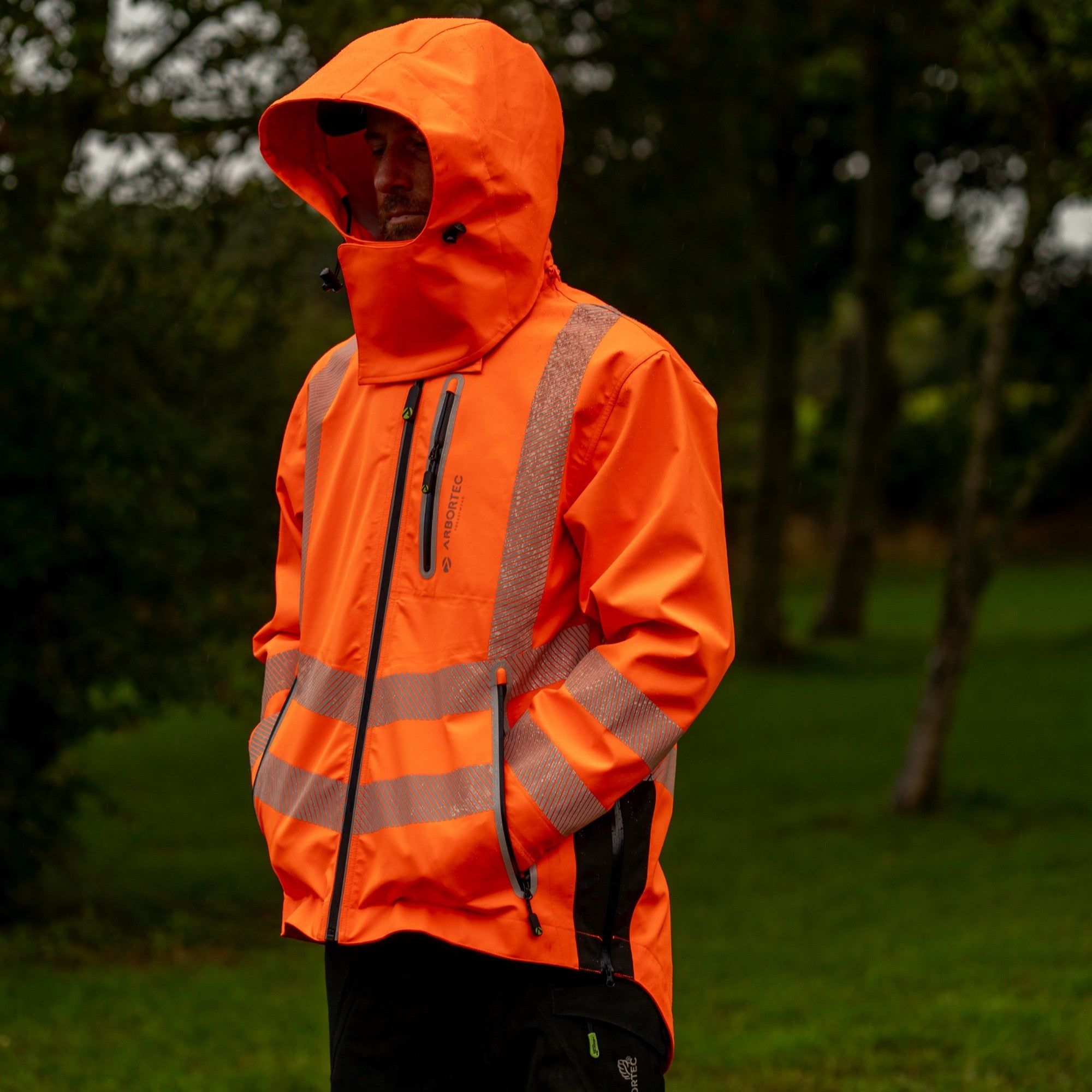 Arbortec Full Zip Waterproof Hi-Vis Work Jacket