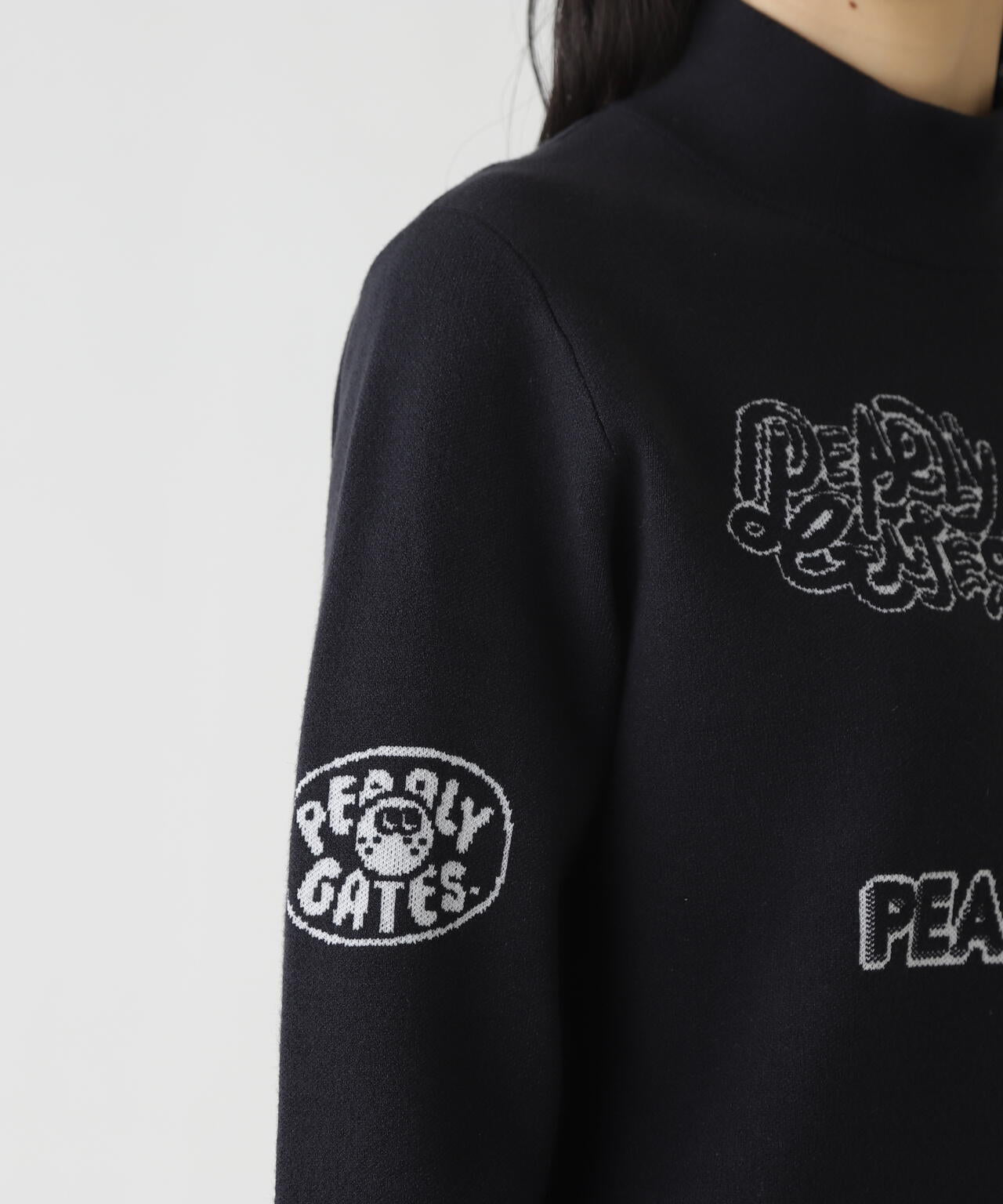 14GダブルJQ×ワッペン風ハイネックニットプルオーバー | PEARLY GATES