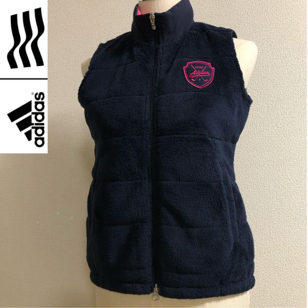 アディダスゴルフ フリースボア ダブルジップ ベスト ネイビー Mサイズ qd690_01.jpg